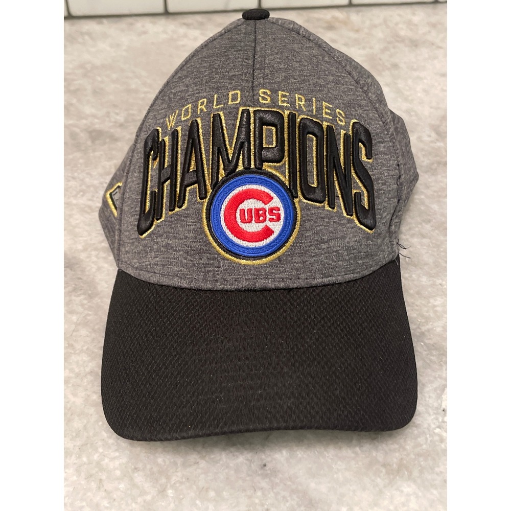 Chicago Cubs New Era Hat Mens OSFM Gray 2016 World Series Champions 39THIRTY Cap